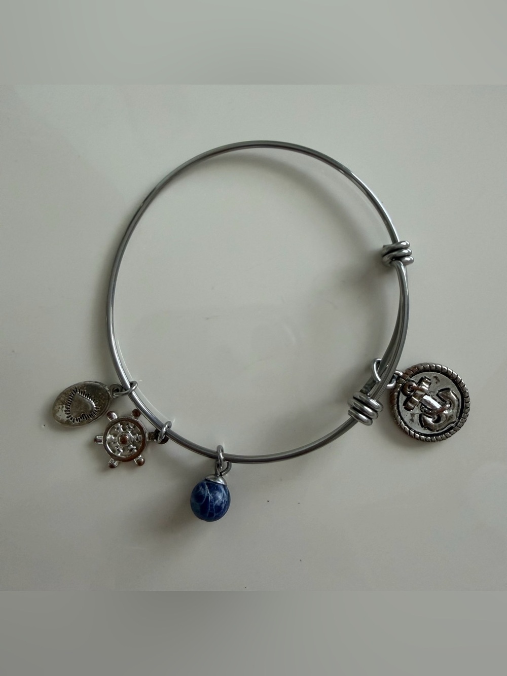 Footnotes Expandable Charm Bangle Anchor Wheel Strength